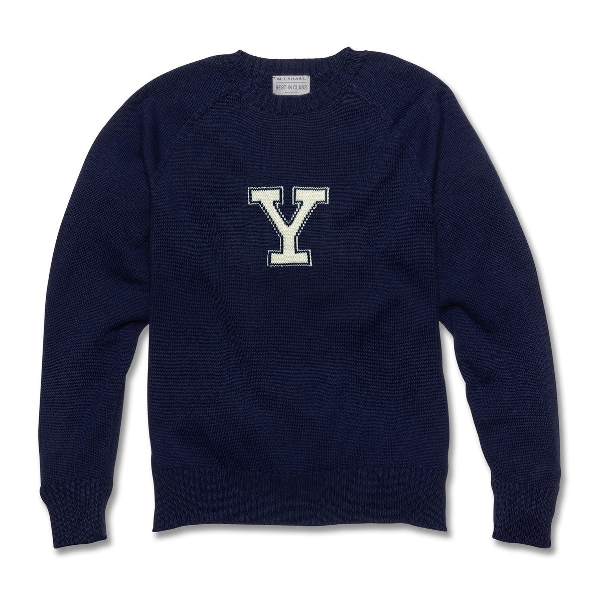 Yale Navy Blue and Ivory Letter Sweater | M.LaHart & Co.