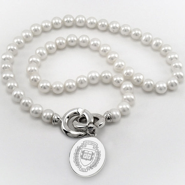Yale Pearl Necklace with Sterling Silver Charm Shot #1
