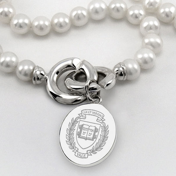 Yale Pearl Necklace with Sterling Silver Charm Shot #2