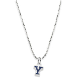Yale Sterling Silver Necklace with Enamel Charm Shot #1