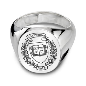 Yale Sterling Silver Oval Signet Ring Shot #1