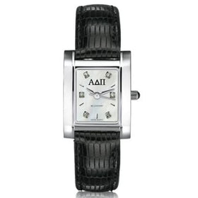 ADPi Women's Mother of Pearl Quad Watch with Diamonds & Leather Strap