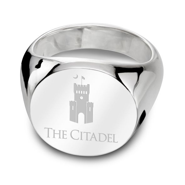 Citadel Sterling Silver Round Signet Ring - shot #9