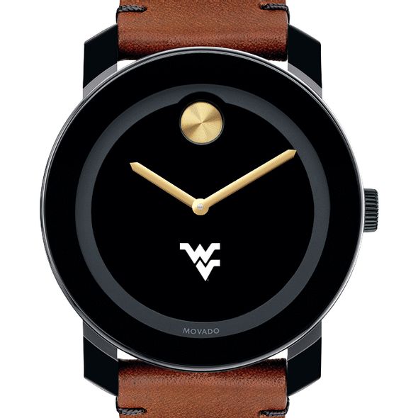West Virginia University Men's Movado BOLD with Brown Leather Strap