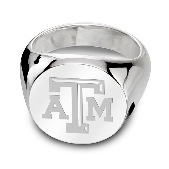 Texas A&amp;M University Sterling Silver Round Signet Ring - shot #9