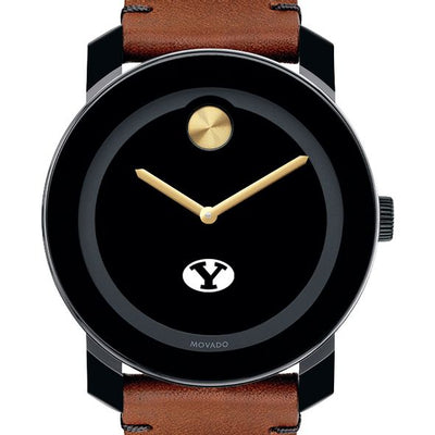 Brigham Young University Men's Movado BOLD with Brown Leather Strap