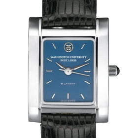 WashU Women's Steel Quad Blue Dial with Leather